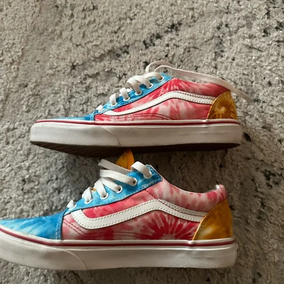 VANS Old Skool Tie Dye Blue, Pink Orange Sneaker Shoe Size 6 Junior - Picture 6 of 11